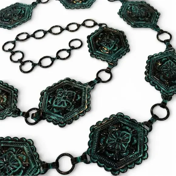 Western Patina Concho Belt - Picture 3 of 5